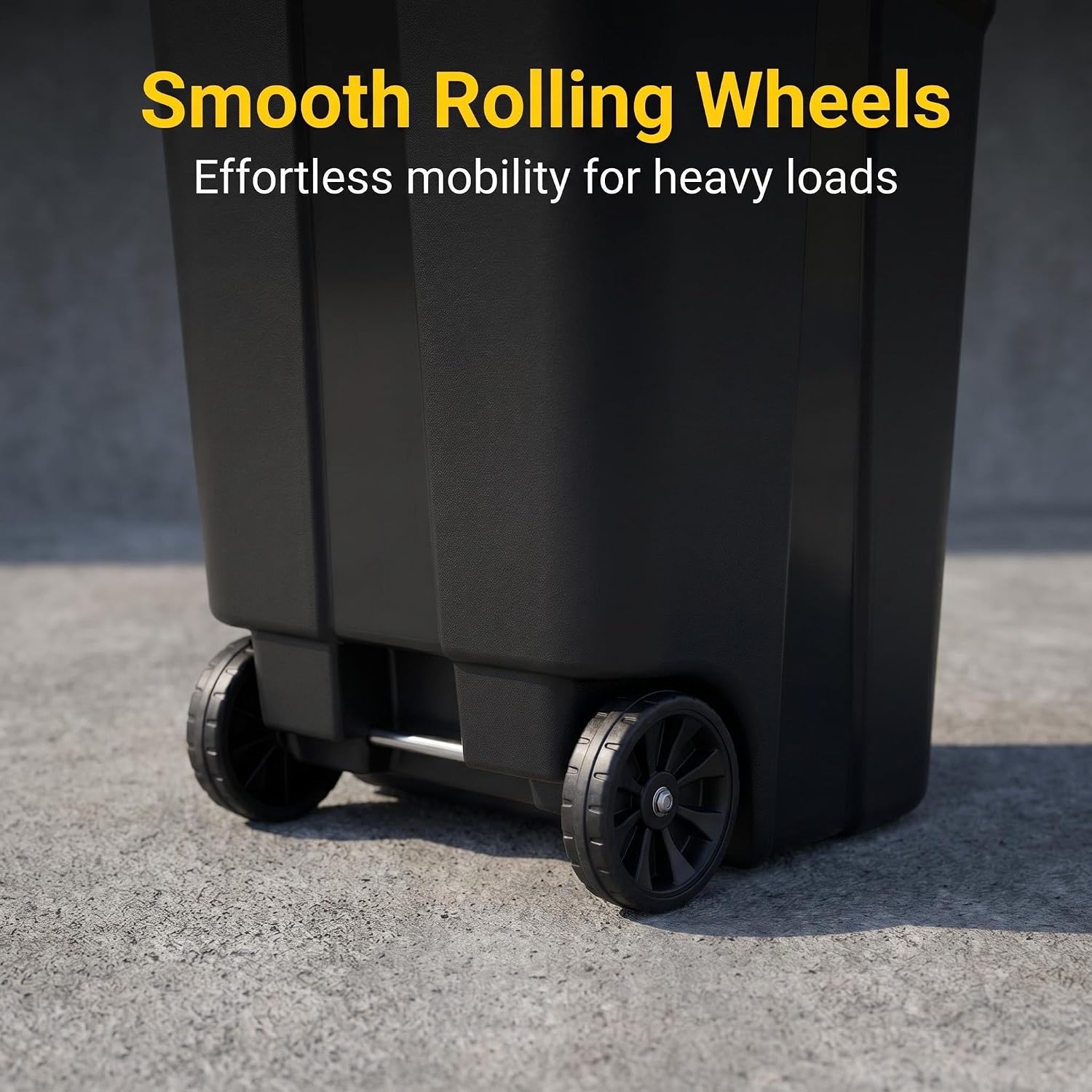 32-Gallon Wheeled Outdoor Trash Can - Heavy-Duty Black Garbage Bin with Secure Lid and Pull Handle for Yard, Patio