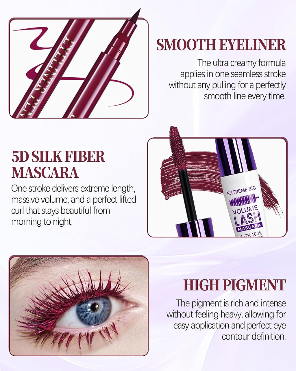 Black Waterproof Mascara Eyeliner, 5D Colored Tubing Mascara Eye Liner Set