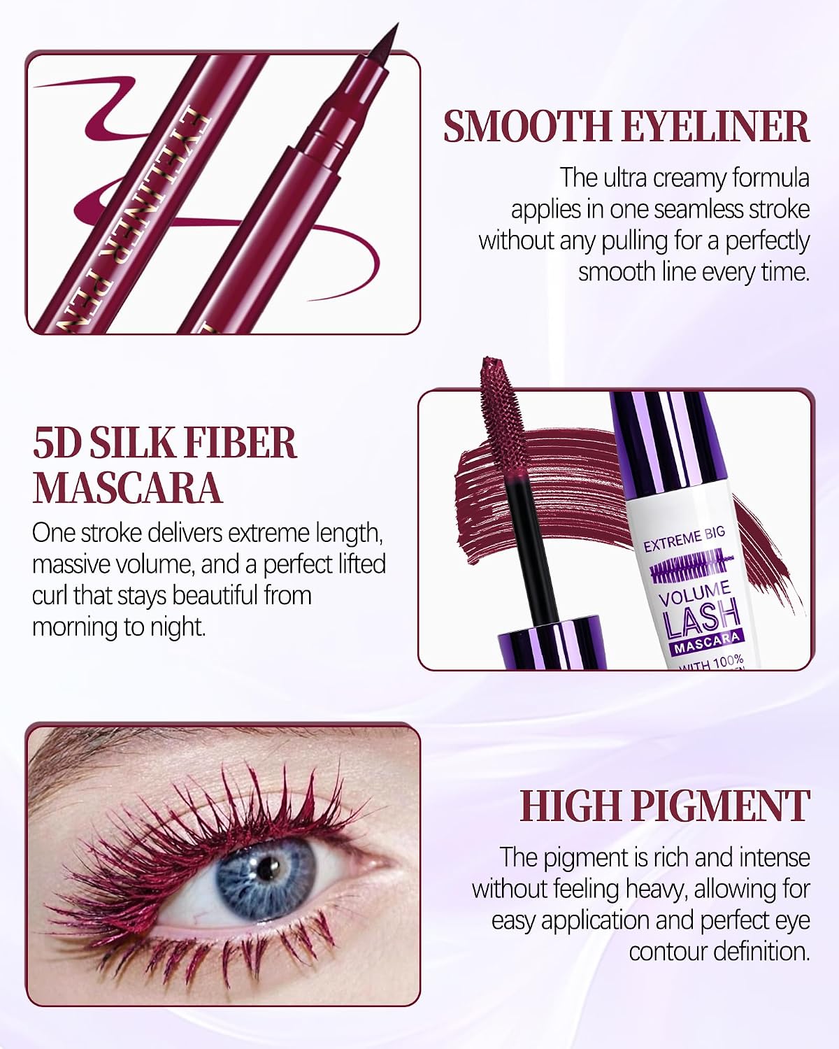 Black Waterproof Mascara Eyeliner, 5D Colored Tubing Mascara Eye Liner Set