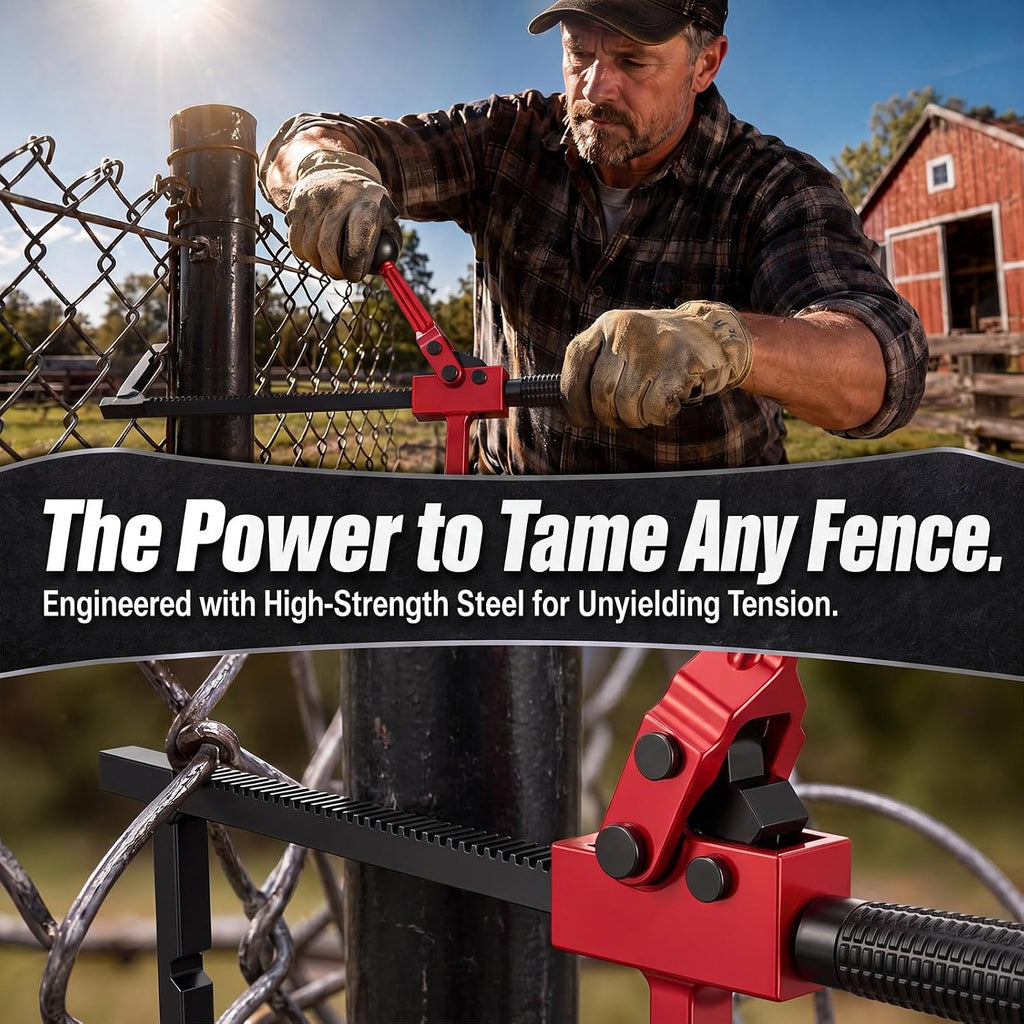 1 Pc Chain Link Fence Stretcher Tool, Ratcheting Wire Tightener Puller, 1.7''-9'' Tension Range, Tilted Base Hooked