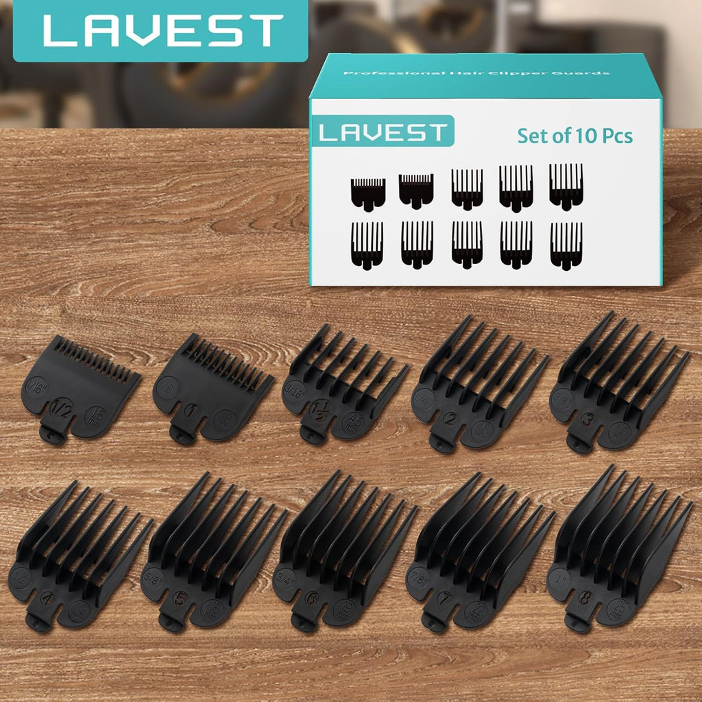 Clipper Guards Set Compatible with Wahl Clippers (Not for All Models), Clipper Guides Replacement - 1/16" to 1", 10