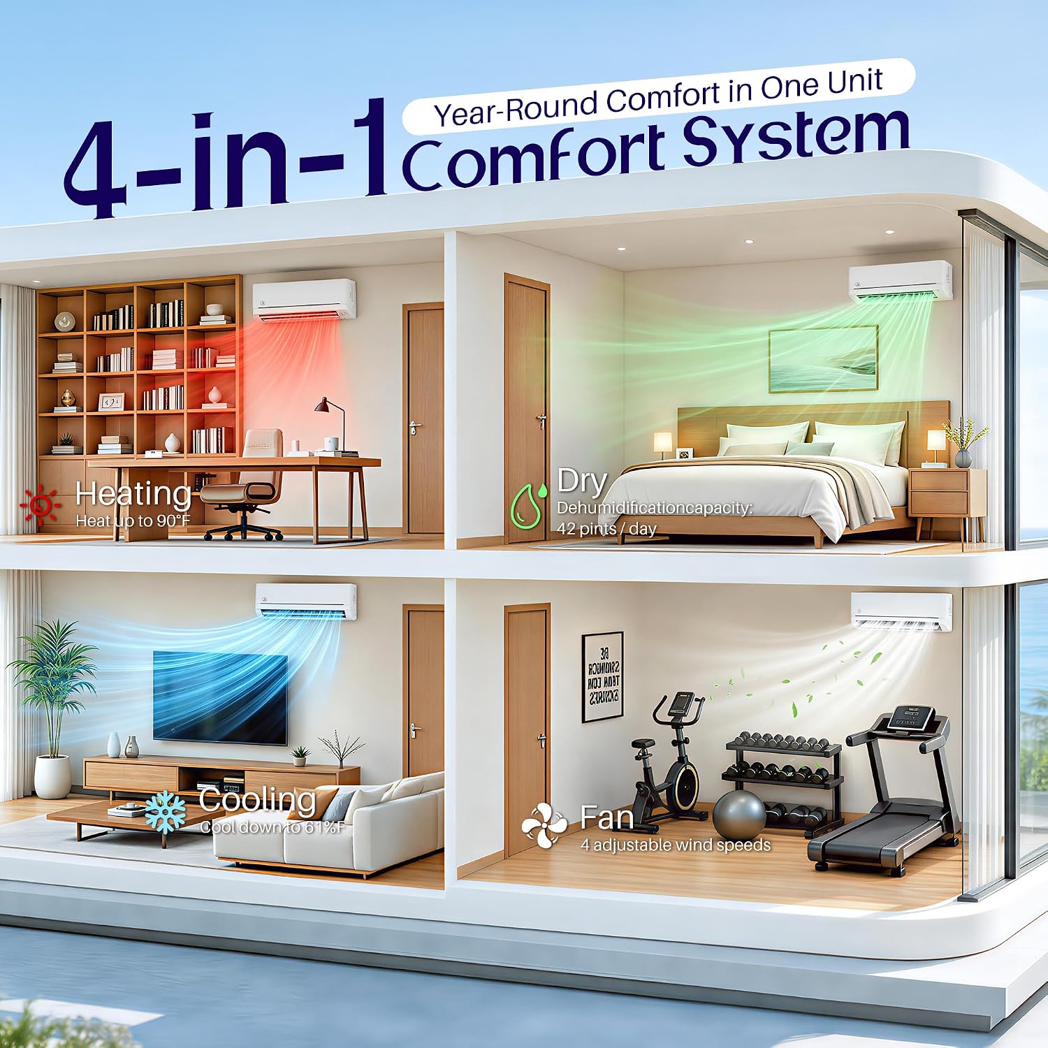 Easy DIY 12,000 BTU Mini Split AC & Heat Pump, 115V, 18 SEER2 | Pre-Wired Indoor Unit, Vacuum-Free Outdoor Unit, WiFi