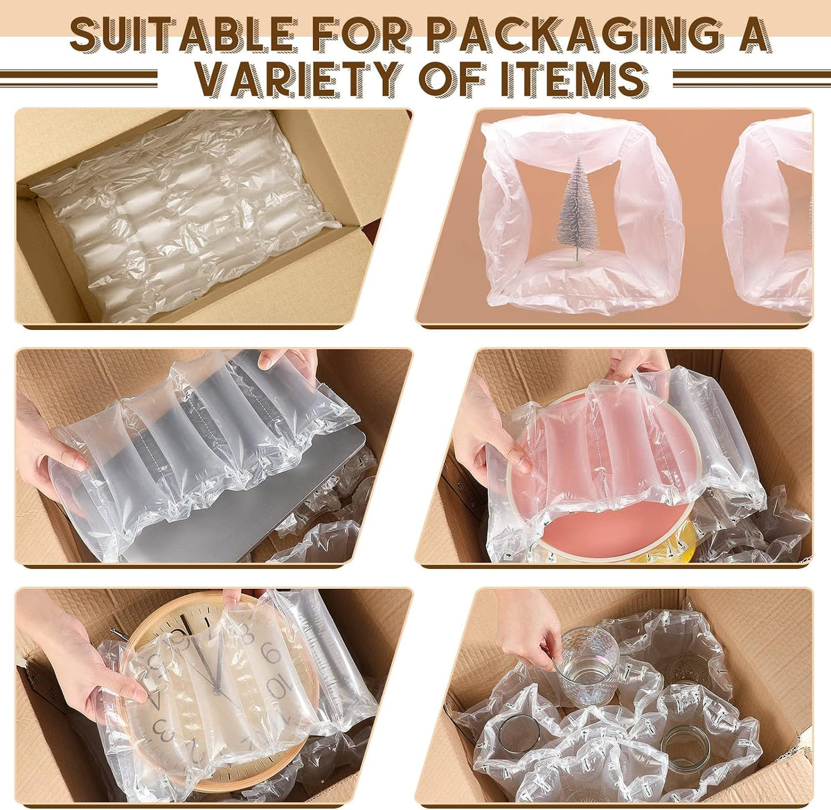 500 Count Air Pillows for Shipping with Hand Pump, 4" x 8"