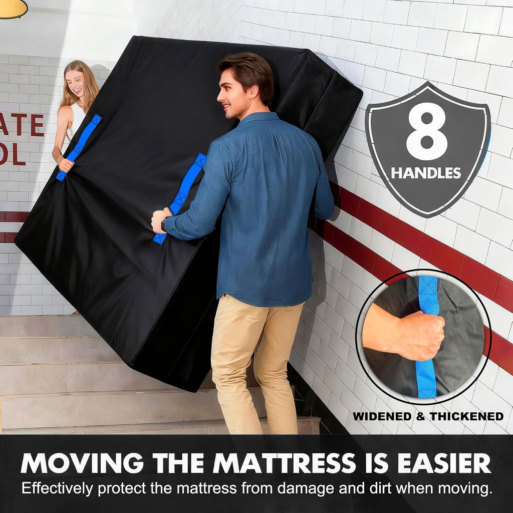 Queen Mattress Bags for Moving,Heavy Duty Breathable 600D Canvas,8 Handles