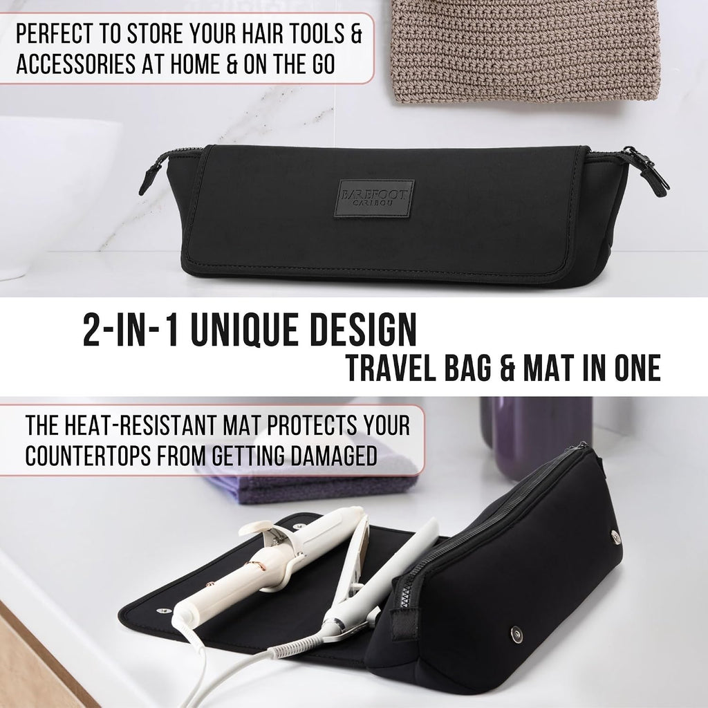 Hair Tools Travel Bag and Heat Resistant Mat (15.5") for Flat Irons, Straighteners, Curling Iron, Haircare