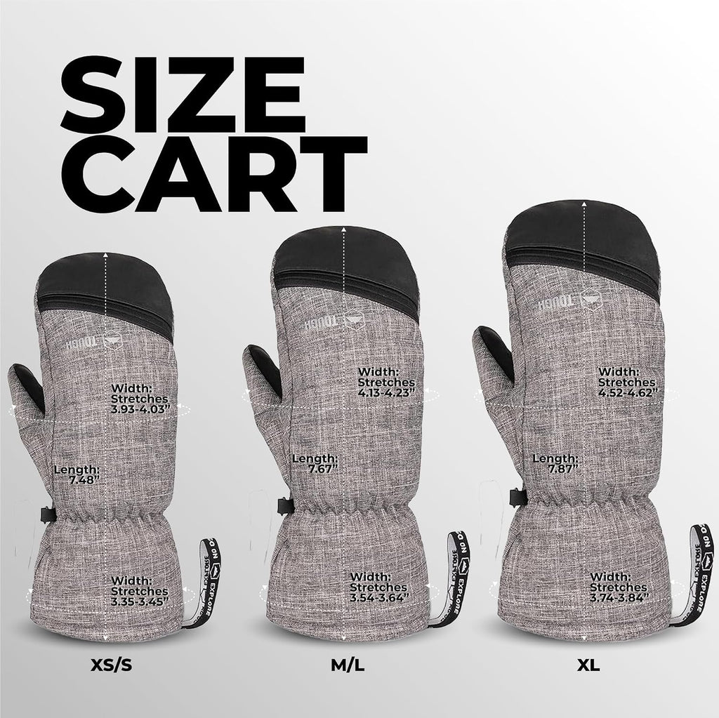 Winter Ski Mittens for Women & Men - Waterproof Insulated Snowboard Gloves - Snowboarding Snow Glove Mitten