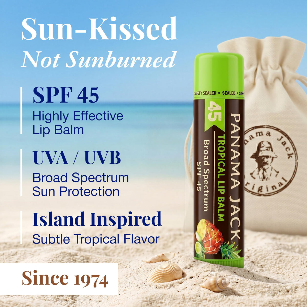 SPF 45 Sunscreen Lip Balm, Broad Spectrum, Moisturizing, 5 Pack