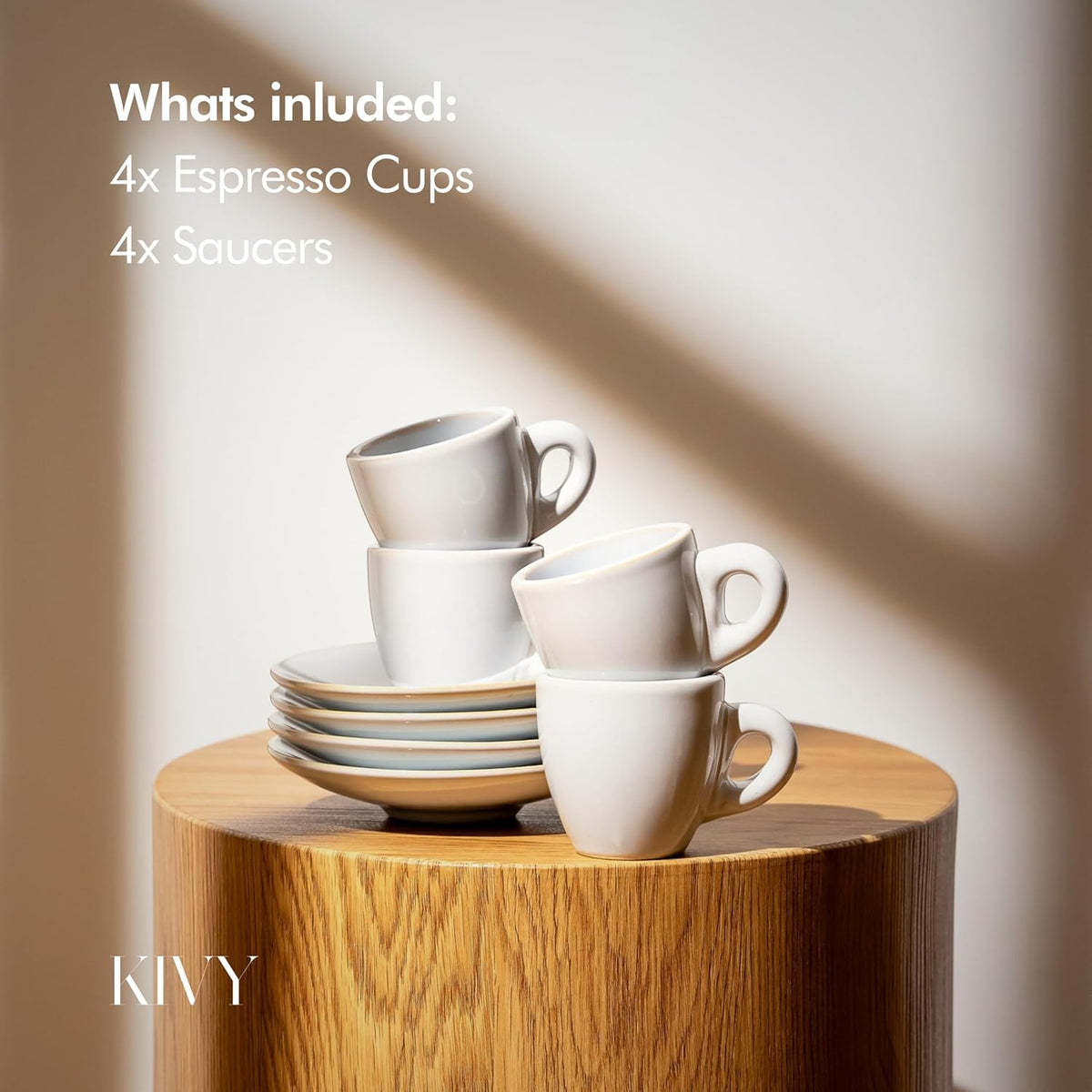 Espresso Cups Set 4x 3oz - Thick Walled Stoneware - Dishwasher Safe