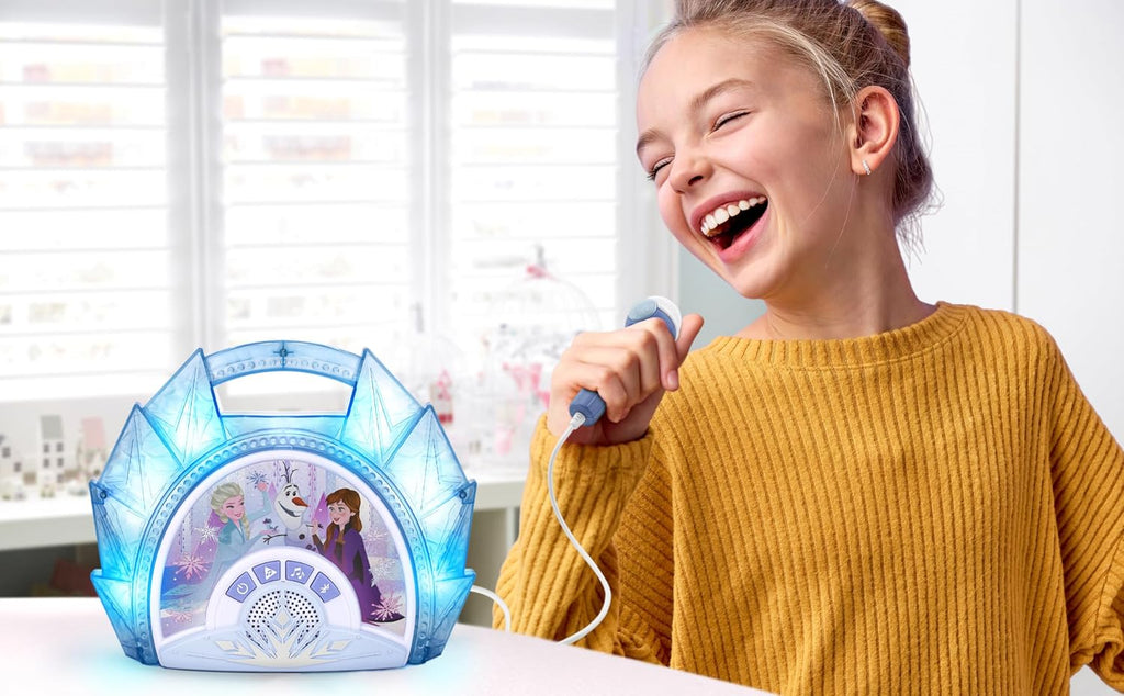 Disney Frozen Karaoke Microphone with Bluetooth Speaker for Fans of Disney Toys, Kids Karaoke Machine with Built in