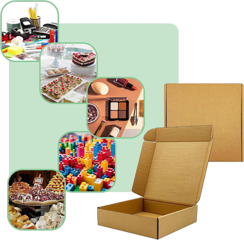 8x8x2 inch Shipping Boxes, Bulk 28 Pack, Brown Corrugated Cardboard Mailers