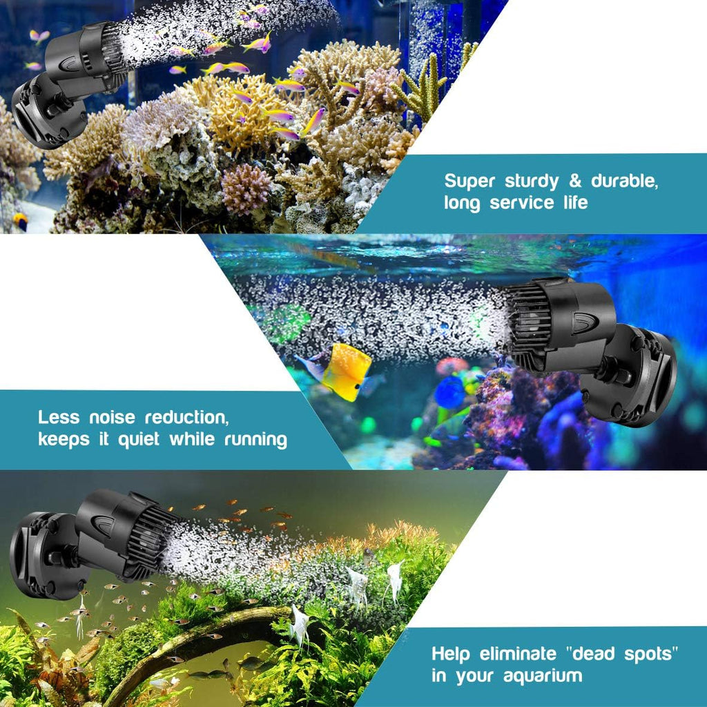 Wave Maker, 530GPH Aquarium Circulation Pump | 360 Degree Rotatable Submersible Powerhead with Magnet Suction Base