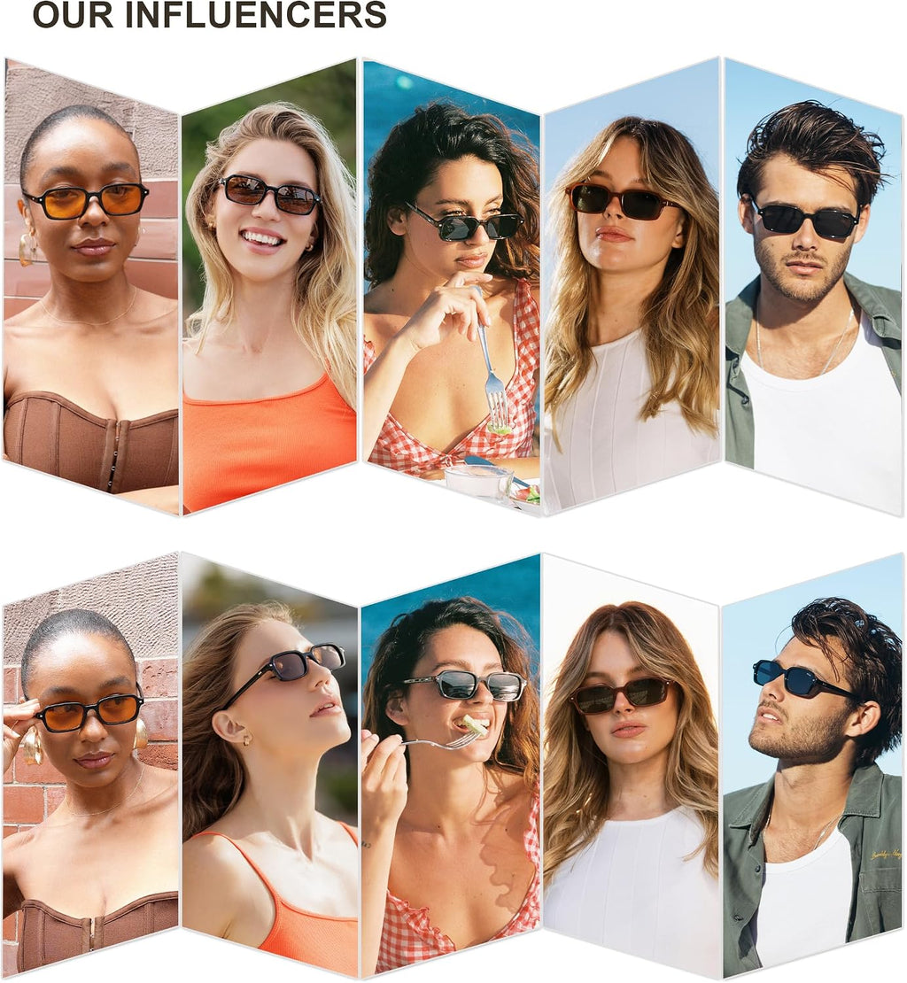 Trendy Rectangle Polarized Sunglasses Womens Mens SJ2610 | Small Cute 90s Y2k Retro Fashion Vintage Sunnies Slim Thin