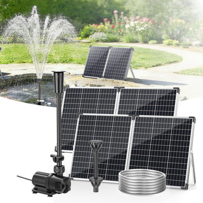 100W Solar Fountain Pump with 1200GPH Adjustable Flow Pond Pump