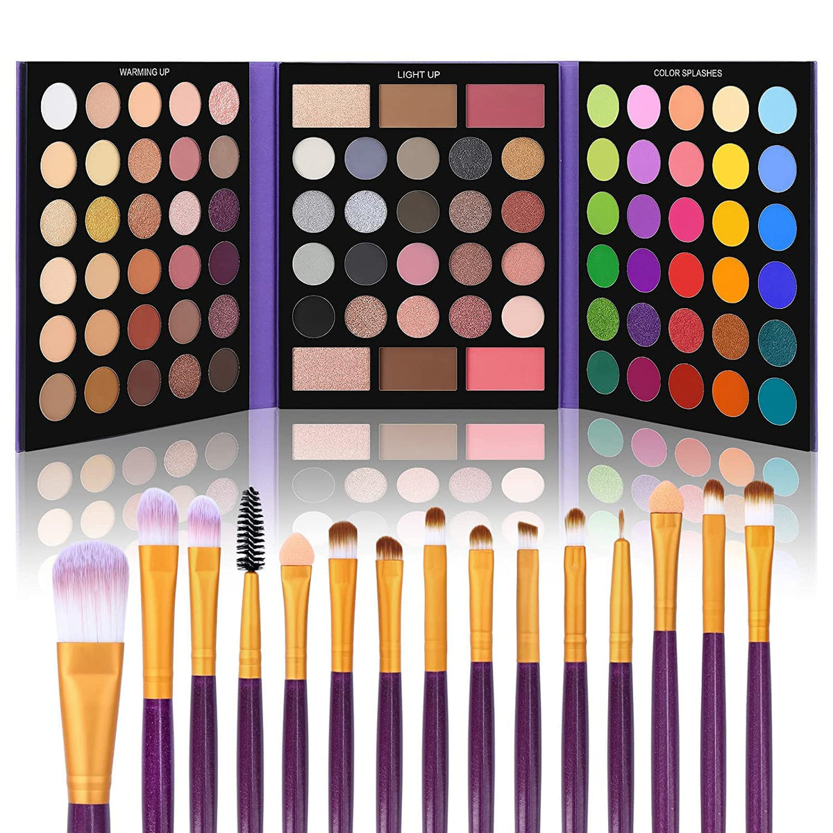 86 Colors Nude Eyeshadow Palette with 15pcs Makeup Brushes Set, Matte Glitter Long Lasting Highly Pigmented