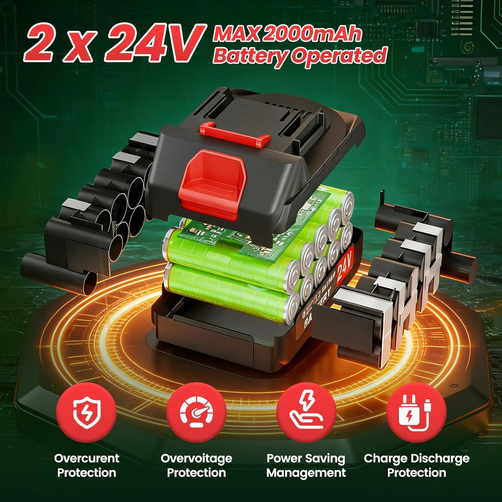 24V Electric Weed Wacker Edger Lawn Tool,2 2.0Ah Battery Powered Weed Eater | 3-in-1 Lightweight Brush Cutter/Lawn