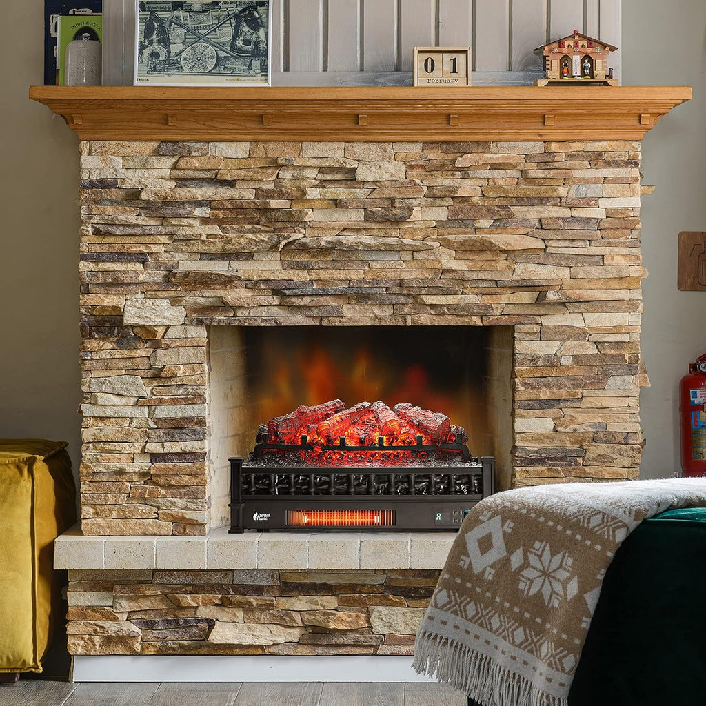 Eternal Flame 26-Inch Infrared Quartz Electric Fireplace Log Heater - Realistic Pinewood Logs, Adjustable Flame