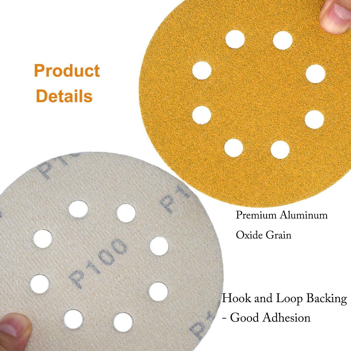 5-Inch 8-Hole Hook and Loop Sanding Discs 100-Grit, 100-Pack