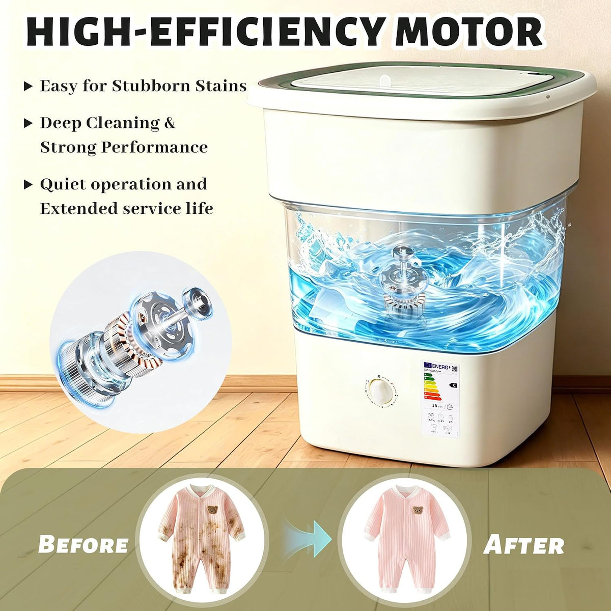 Portable Washing Machine 52L, Foldable Mini Washer with Spin Basket, Adjustable Wash 2-10 Min & Spin 1-6 Min, Large