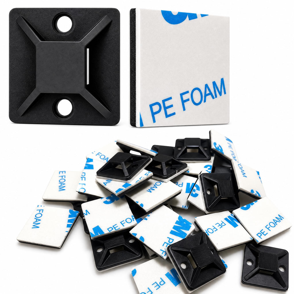 3/4" Cable Tie Mounts, 60 PCS Self-Adhesive Wire Anchors, Black