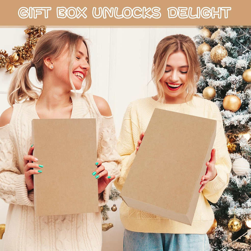 Brown Gift Box with Magnetic Lids for Presents 13.8x9x4.3 in, Large Rectangle Collapsible Decorative Storage Boxes