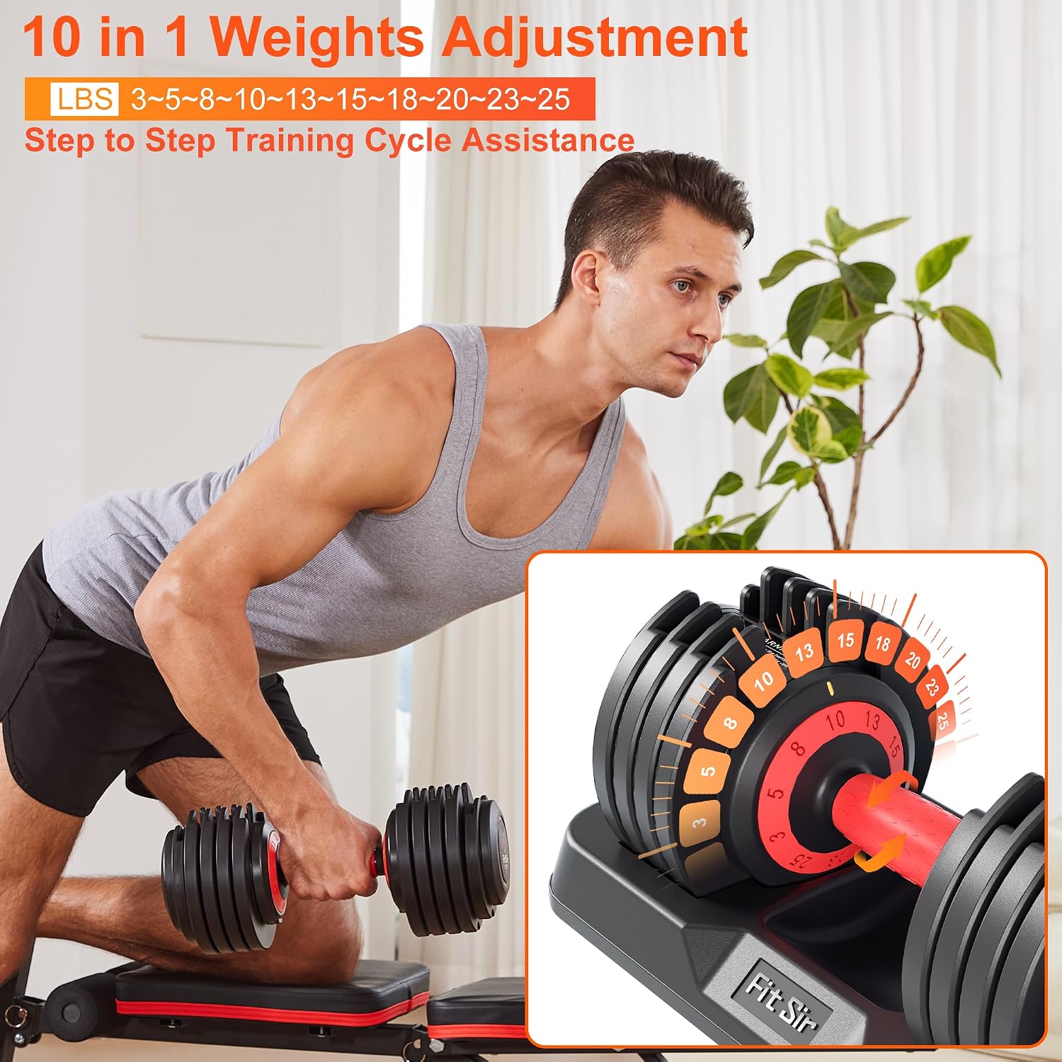 Adjustable Dumbbell Set, 10-in-1 25LB/50LB/90LB Ajustable Dumbbells with Safe Locking System, Enclosed Storage Tray