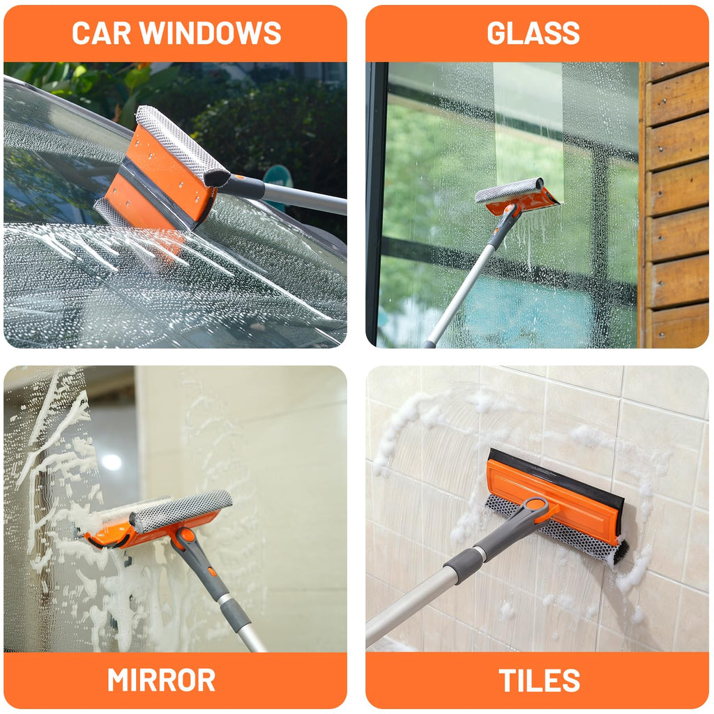 Professional Window Squeegee, 2-in-1 Rotatable Squeegee for Window Cleaning Kit, Window Cleaner Tool, Window Washing