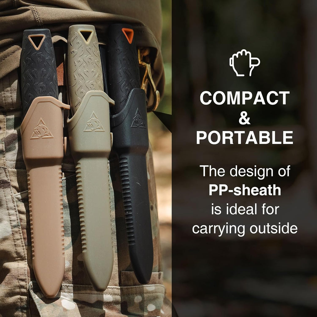 TrailForge Fixed Blade Knife with Sheath,9.67-Inch | FullTang Blade Bushcraft Knife for Camping,Outdoor, Survival