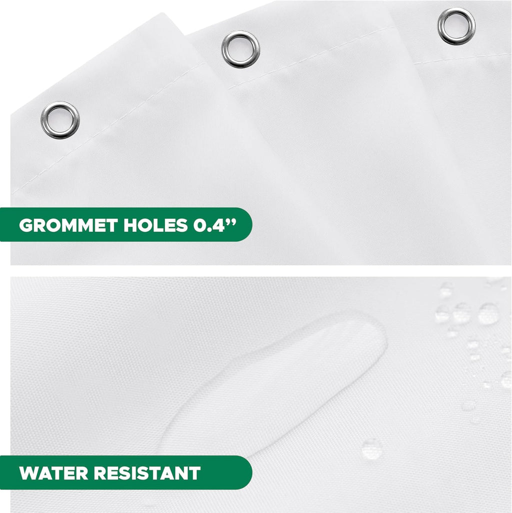 Hotel Quality Fabric Shower Curtain Liners 72" X 72", White Water Resistant Bathroom Curtains Rust Resistant Grommets