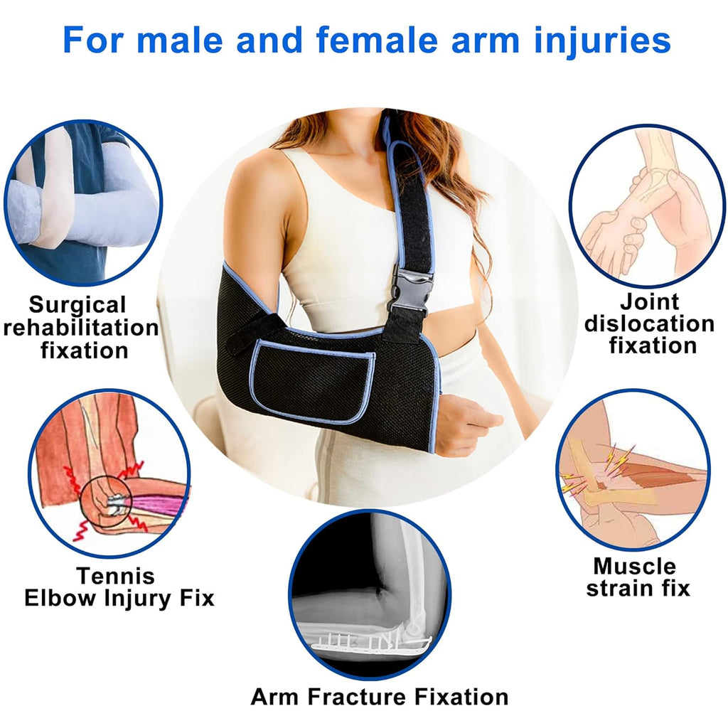 Arm Sling Shoulder Immobilizer - Rotator Cuff Support Brace - Comfortable Medical Sling for Shoulder Injury,Left and