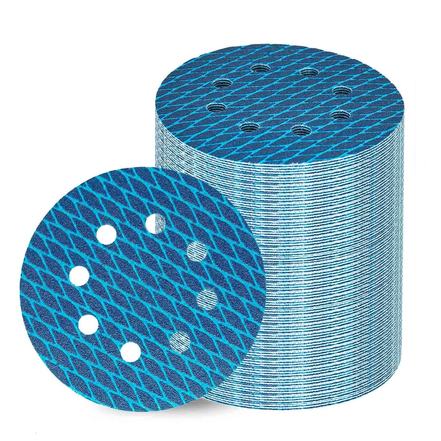 Orbital Sander Sandpaper 5 Inch 8 Hole Sanding Disc Hook and Loop Pads Sand Paper 120 Grit for Wood Metal 70 PCS Blue