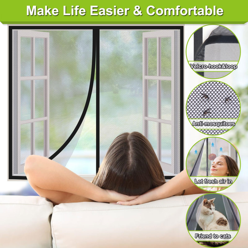 Magnetic Screen Door Self Closing, 48 x 60 inch, White