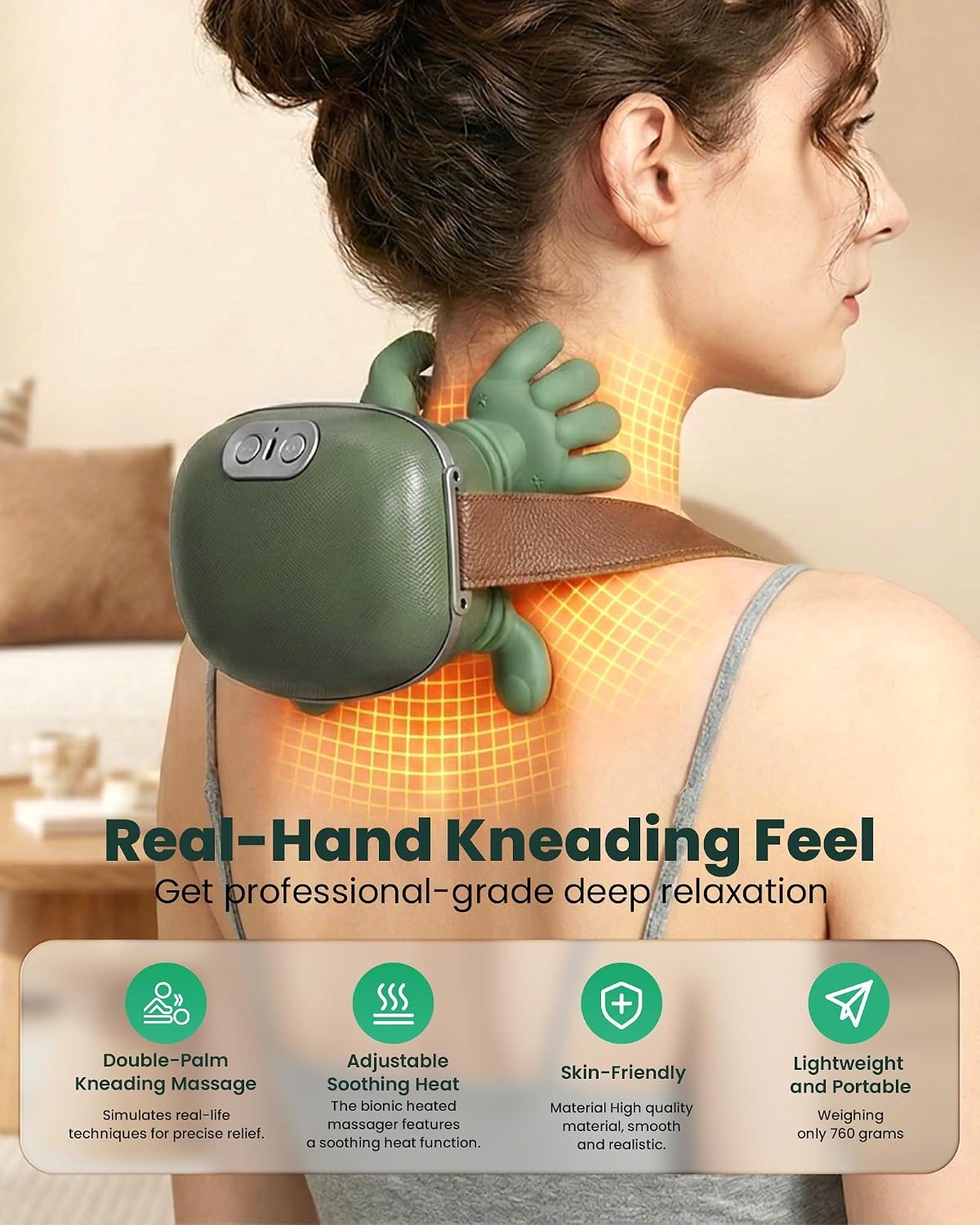 Neck Massager with Heat - Neck and Back Shiatsu Massager for Relieve Fatigue, Deep Tissue Portable Neck and Shoulder