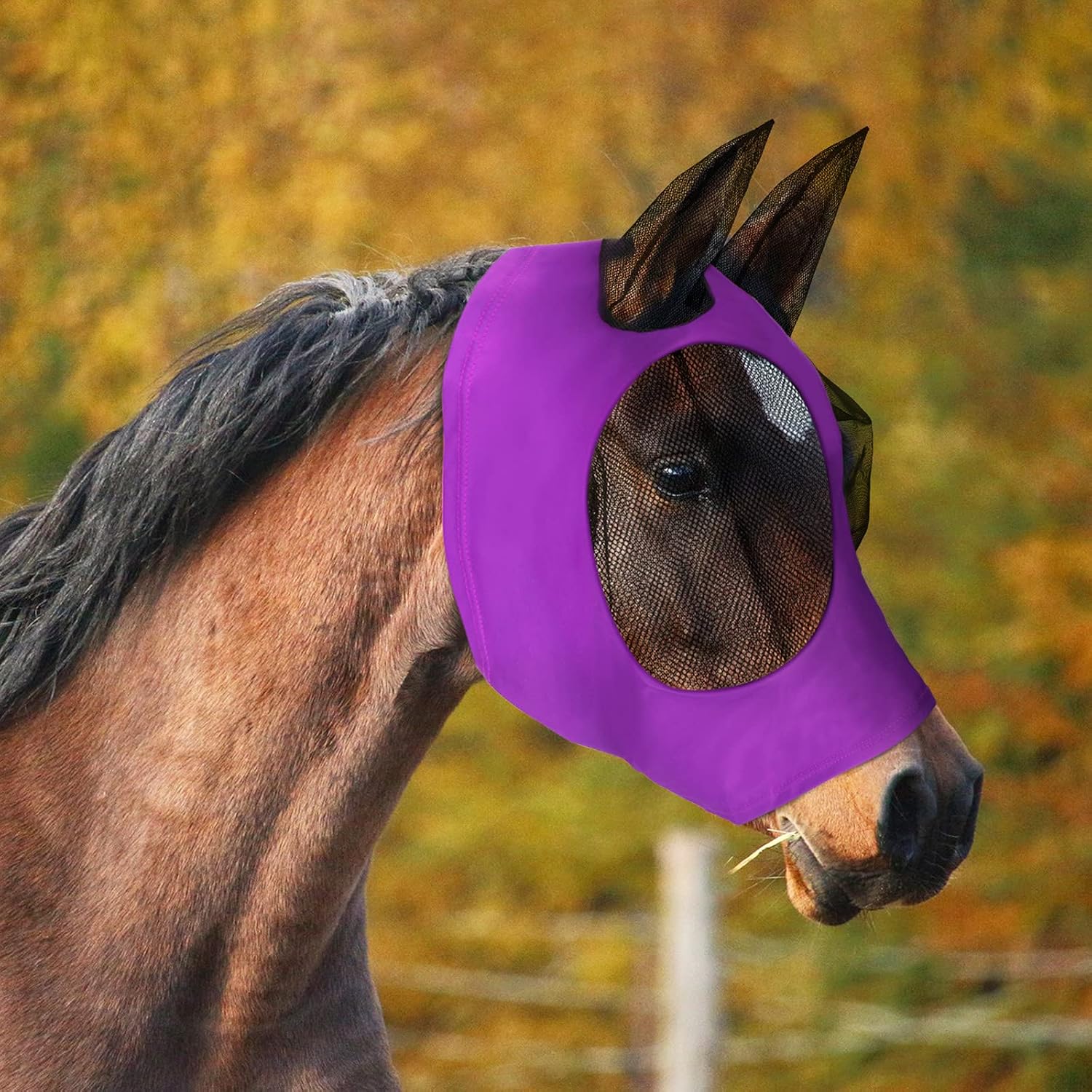3 Pcs Horse Fly Mask with Ears UV Protection Full Face Fly Masks for Horses Elastic Smooth Breathable Comfortable Fit