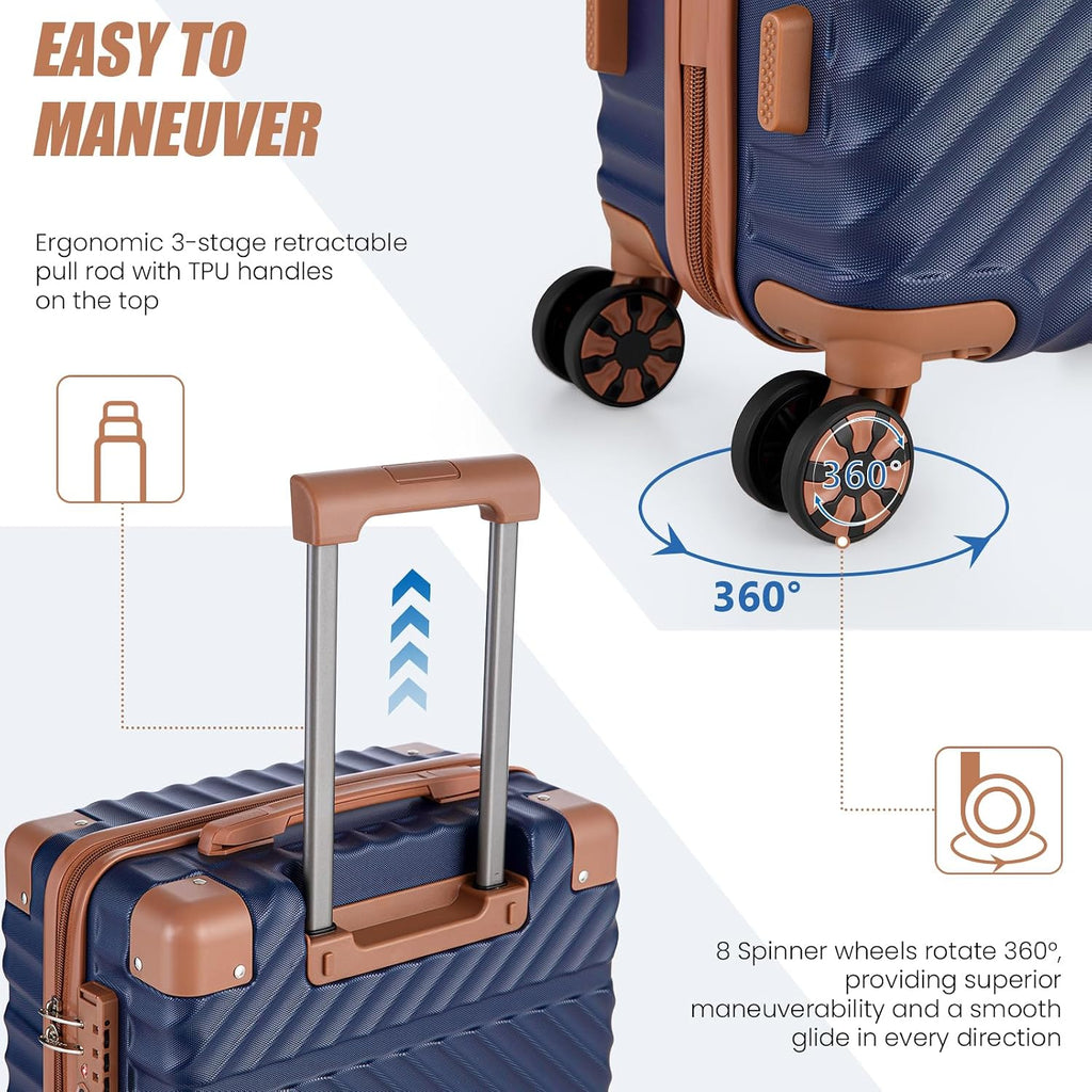 Carry On Luggage 22x14x9 Airline Approved, Hardside 20 Inch Carry on Suitcases with Wheels, Hard Shell ABS