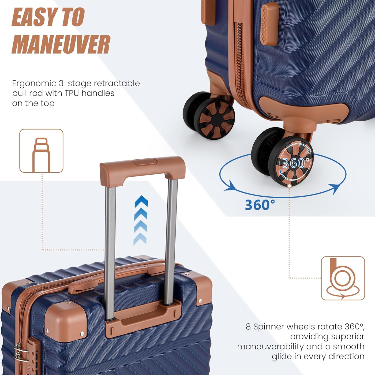 Carry On Luggage 22x14x9 Airline Approved, Hardside 20 Inch Carry on Suitcases with Wheels, Hard Shell ABS