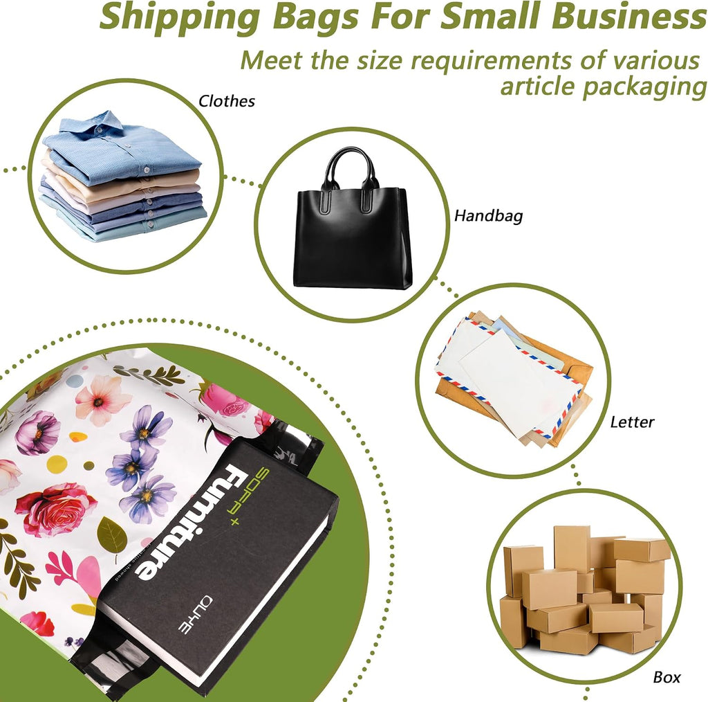 Poly Mailers 6x9 Inch, 100 Pack, Flower Self-Seal Shipping Bags
