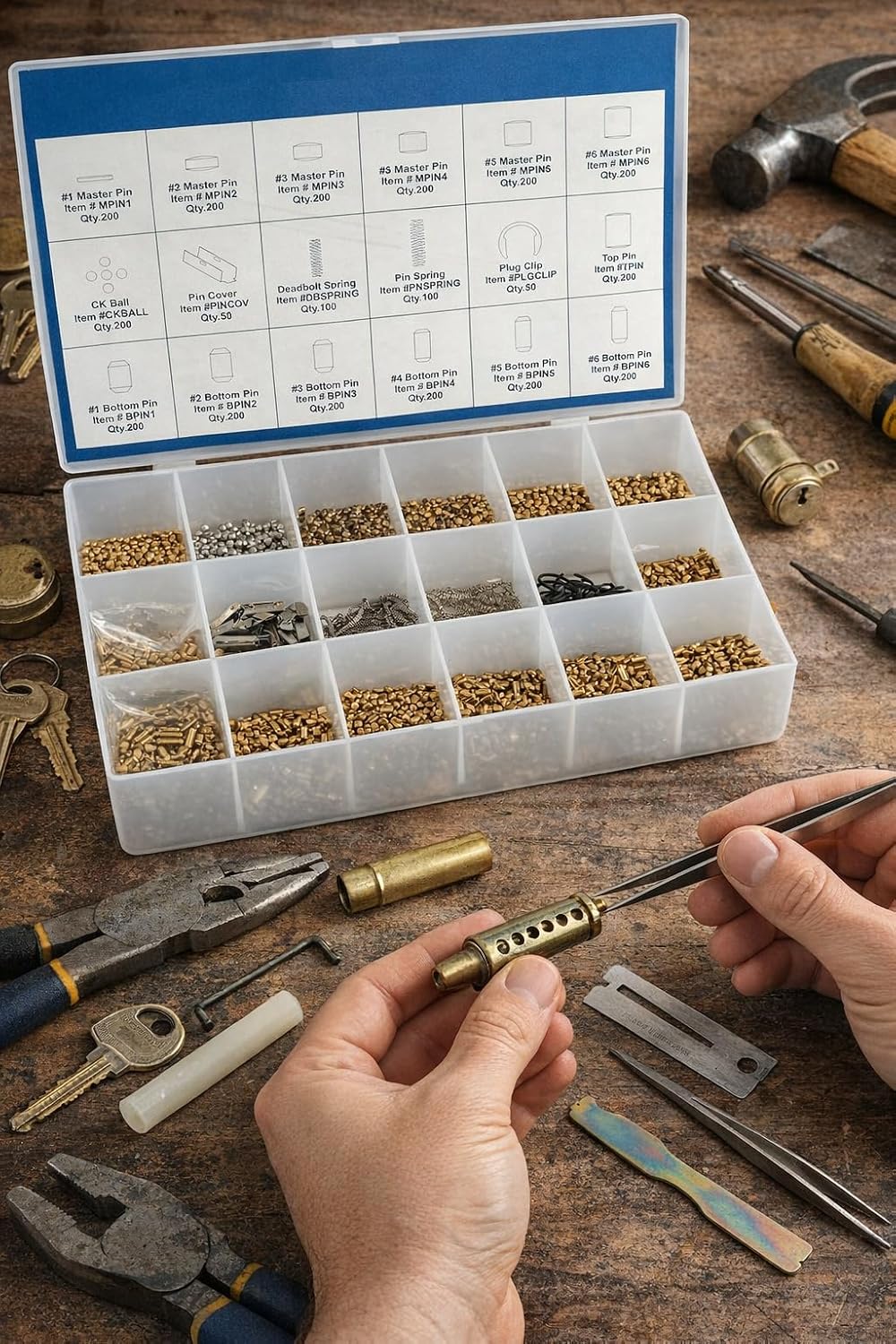 Kwikset Rekey Kit – 200-Piece Professional Lock Rekeying Set with Pins, Springs & Tools – Commercial-Grade DIY