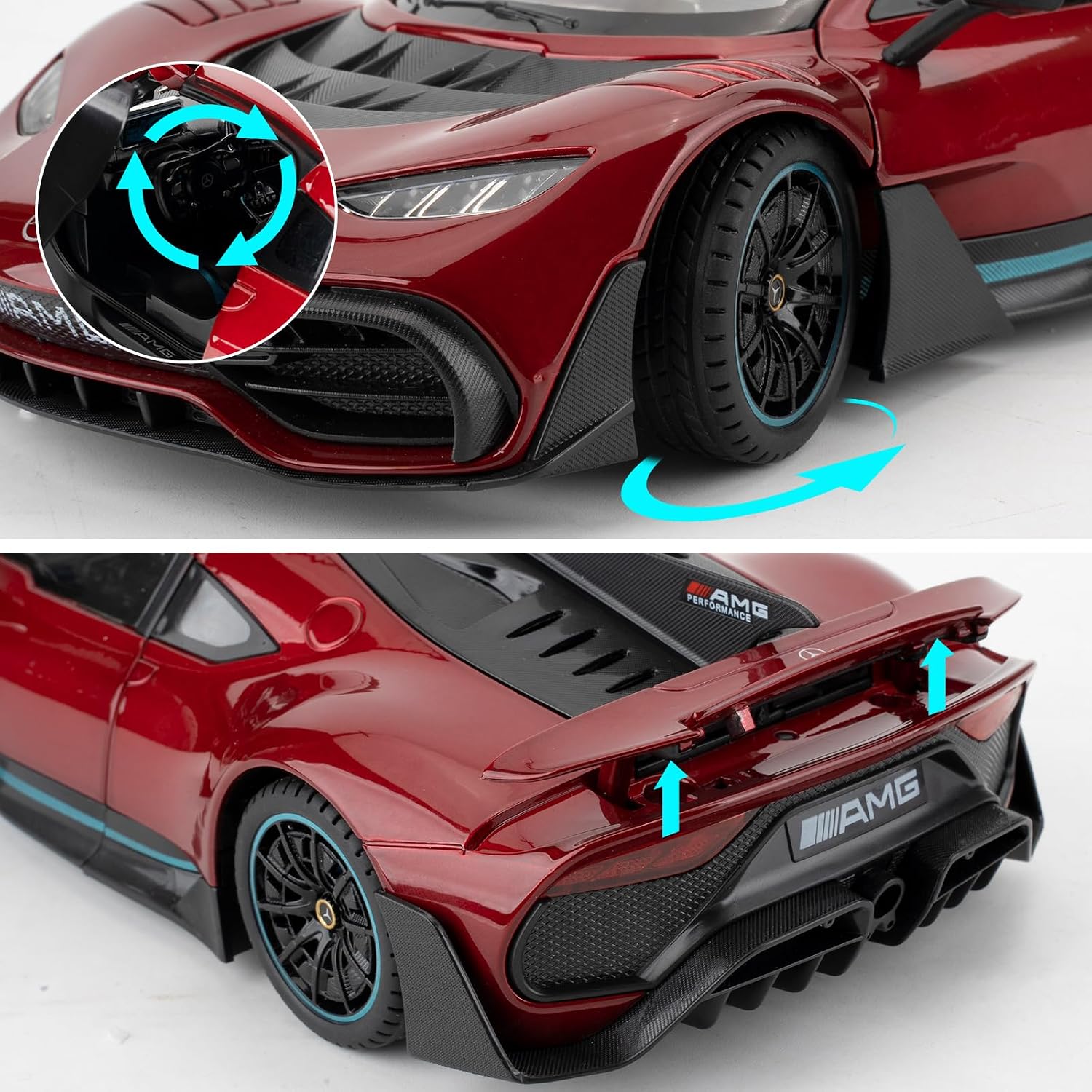 1/18 AMG ONE Die-cast Model Car, Collectible Alloy Model with Sound and Light Function and Pullback Function, Red