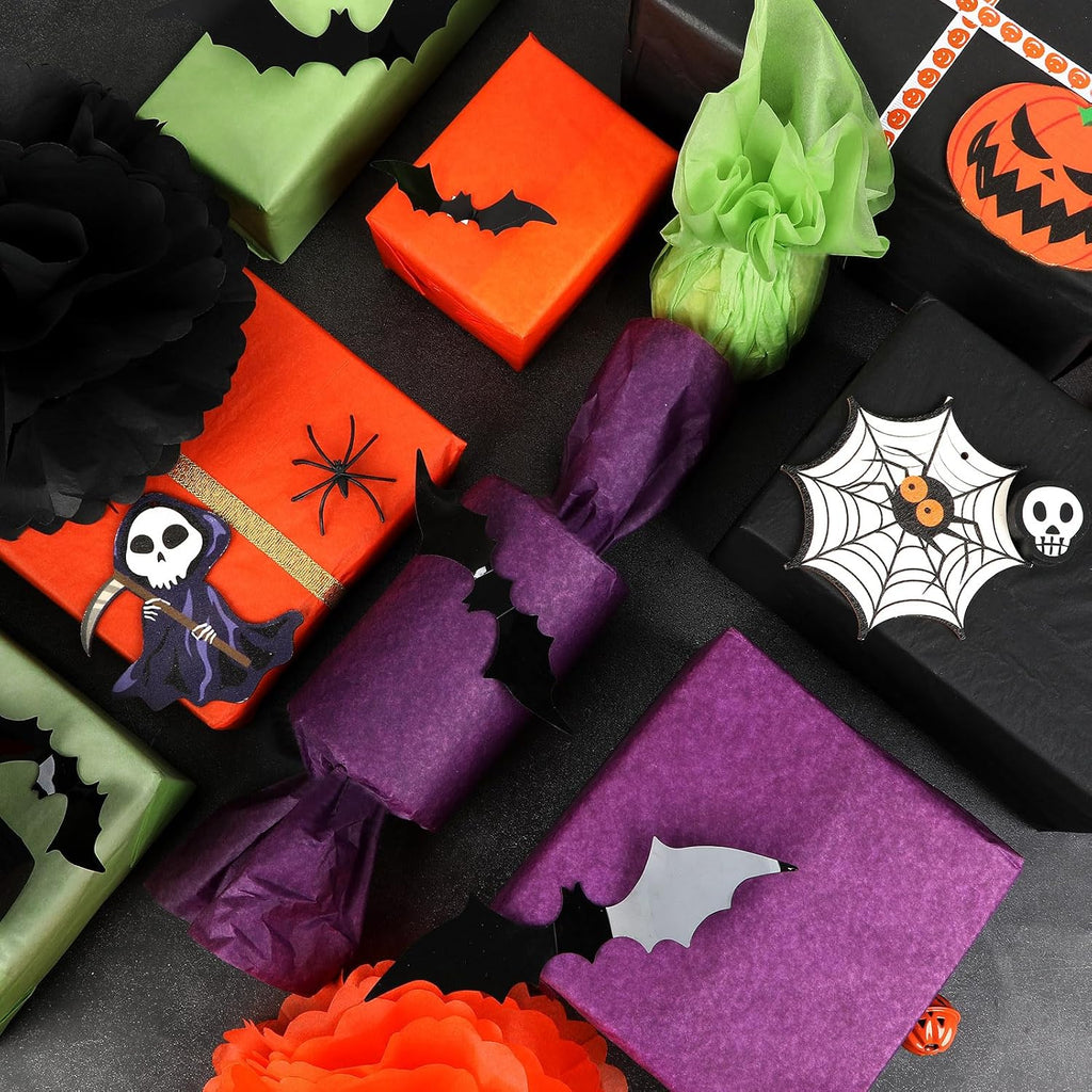 100 Sheets Halloween Tissue Paper Black Purple Orange Green
