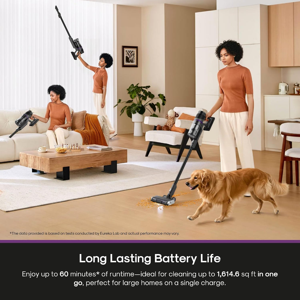 ReactiSense 350W Anti-Tangle Cordless Stick Vacuum, NEC440BK | Floor Sense + React, Up to 60-Min, Lightweight