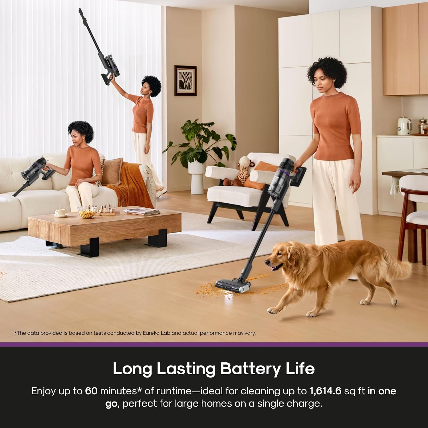ReactiSense 350W Anti-Tangle Cordless Stick Vacuum, NEC440BK | Floor Sense + React, Up to 60-Min, Lightweight