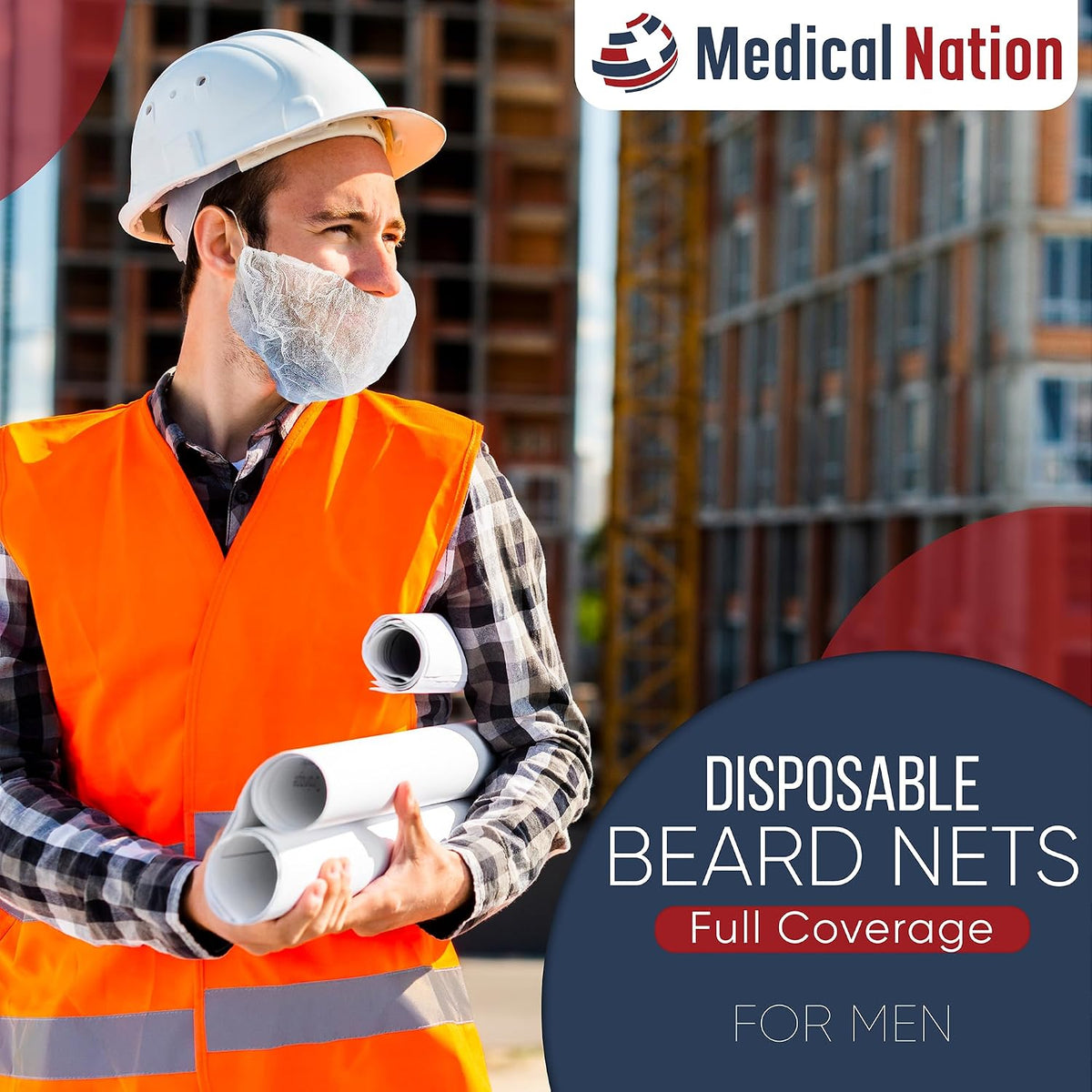 100 Pack Disposable Beard Nets for Men - Full Coverage Beard Covers, Breathable Beard Guards Food Service, Cooking