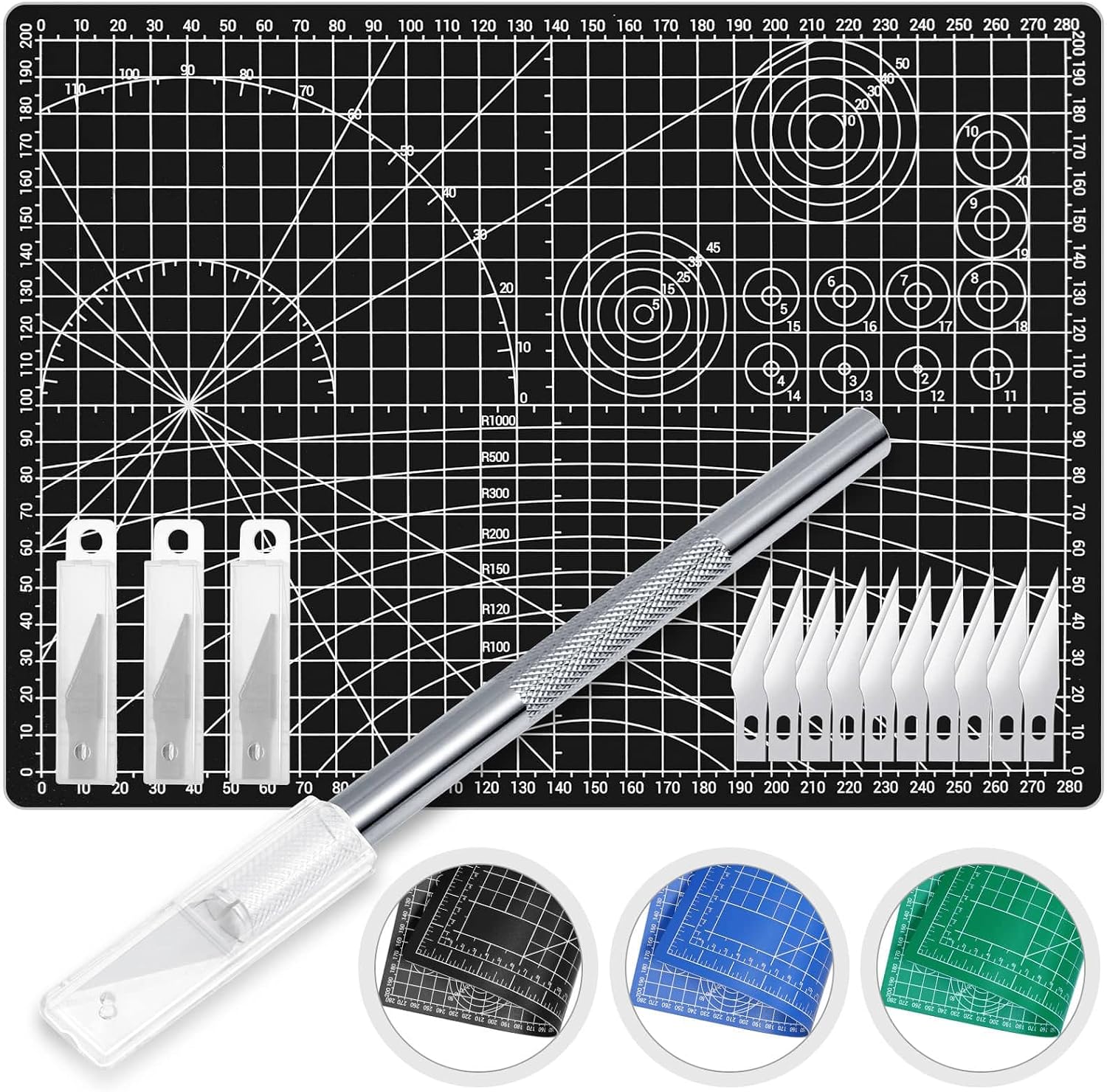 Exacto Knife with Hobby Mat for Crafts, Self Healing Cutting Mat Hobby Knife with 30 PCS Exacto Blades Precision