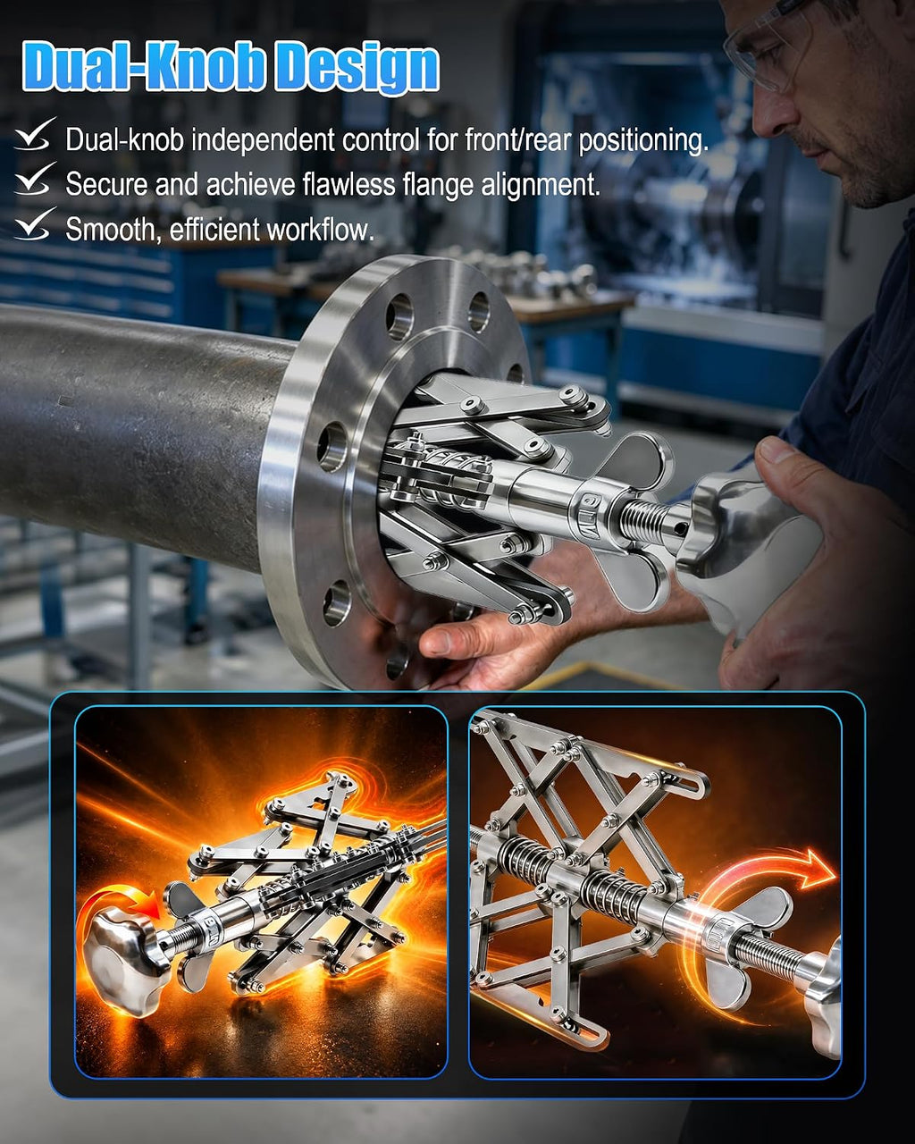 Pipe Flange Aligner, Adjustable and Telescopic Pipe Flange Alignment Tool