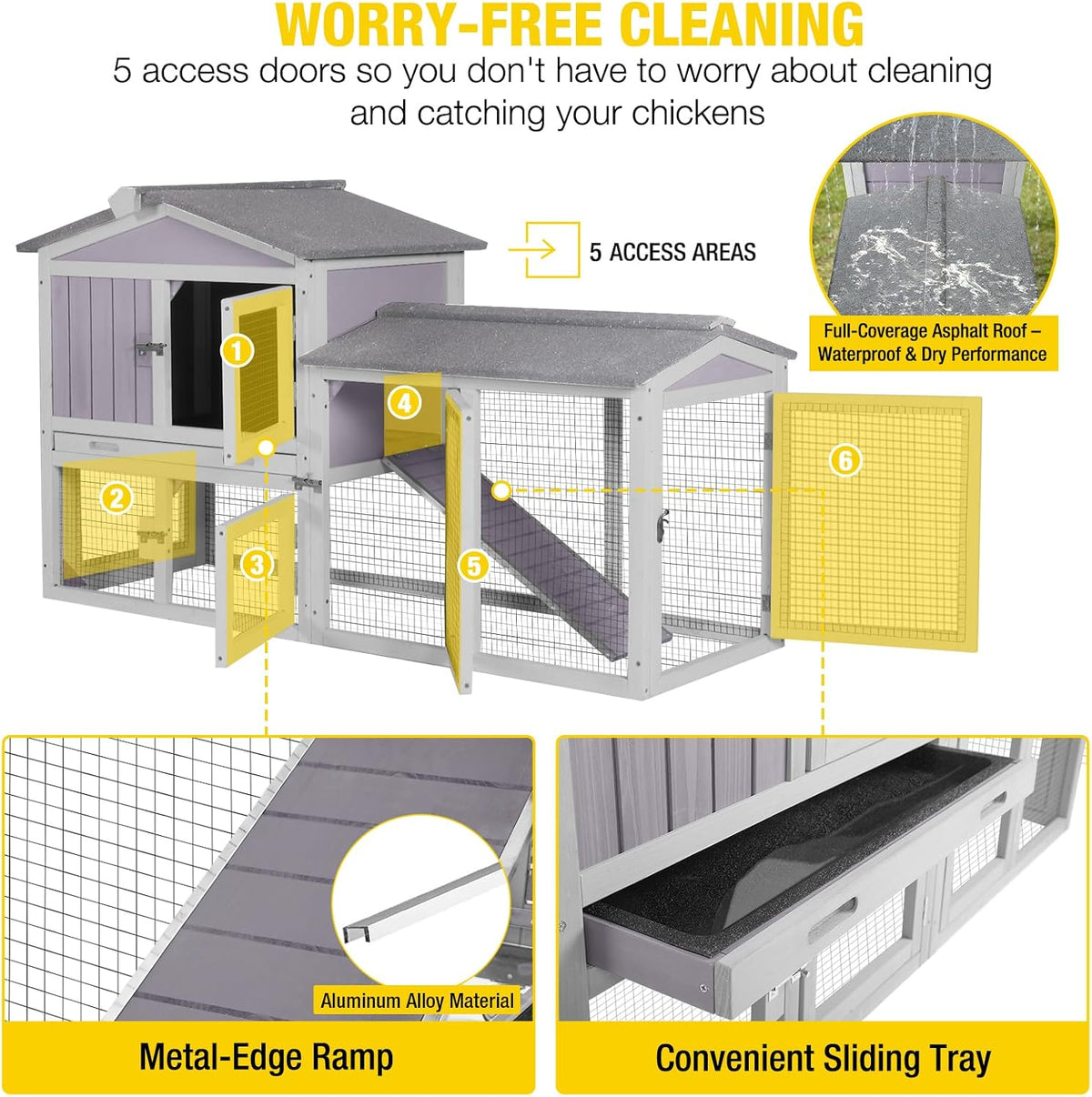 Chicken Coop for 2 Chickens, Wooden Duck House Outdoor Hen House Poultry Quail Cage-Expandable Design