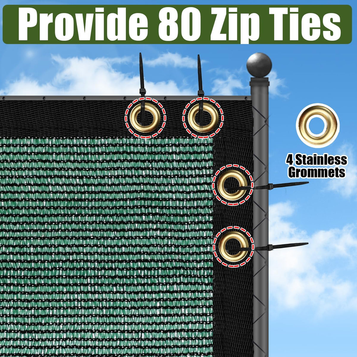 Green 6FT X 50FT Outdoor Privacy Screen Fence & Mesh Shade Net Cover, Ideal for Garden and Backyard - Enhances