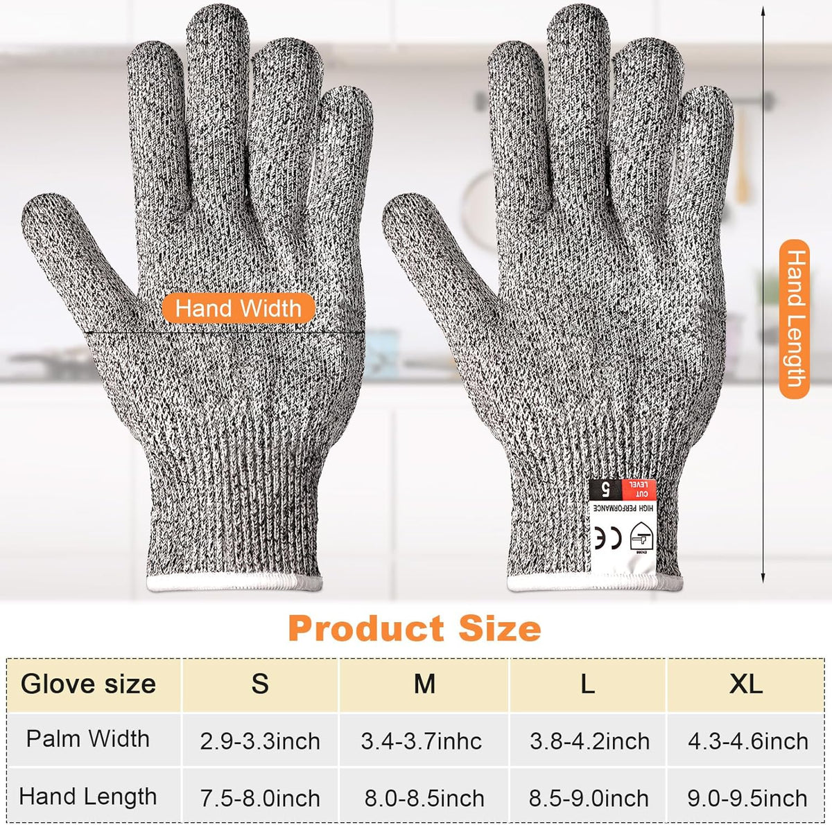 15 Pairs Cut Resistant Gloves Level 5, Safety, Medium