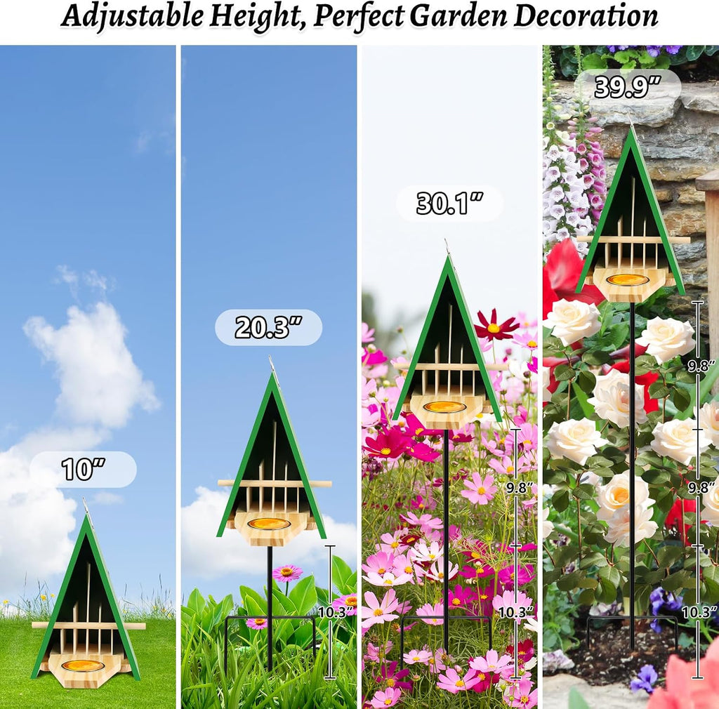 New Butterfly House and Feeder, Wooden Butterfly House with Metal Stake