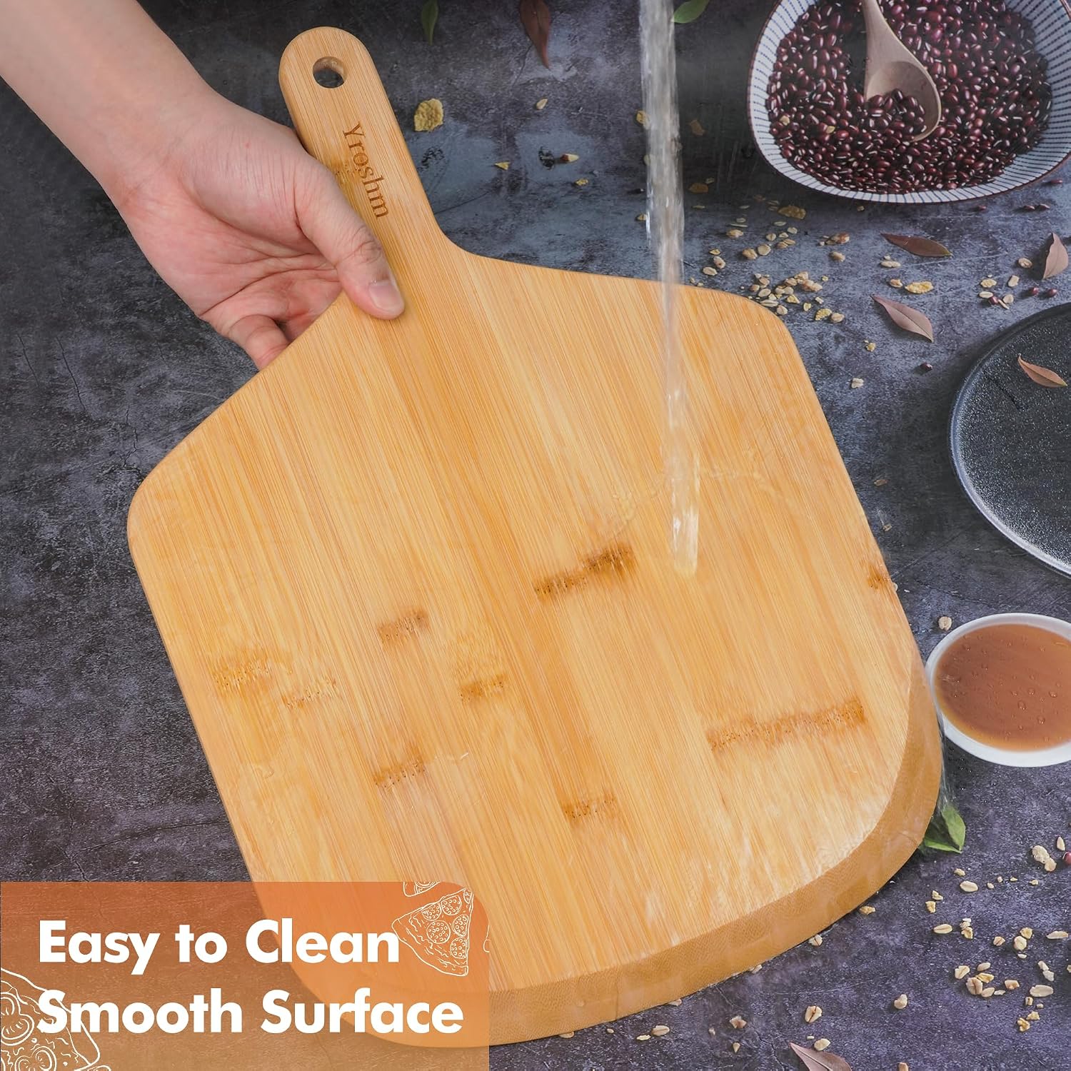 12 Inch Bamboo Pizza Peel Premium Wooden Pizza Board Paddle