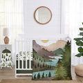 4-Piece Baby Crib Bedding Set (Sage Green Woodland) for Boys or Girls, Infants/Nursery incl. Blanket, Fitted Sheet